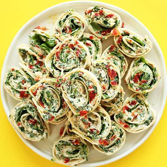 Large plate of Sun-dried Tomato and Basil Pinwheels